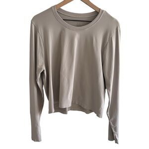 Harmony Balance Crop Top Women's XL Long Sleeve Thumbholes Yoga Taupe Athleisure